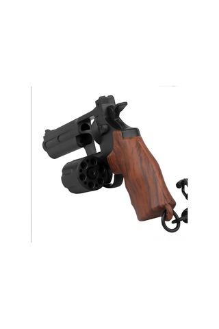 Hangfox Askeri Koleksiyonluk Geri Çekilebilir Fişekli Döner Mühürlü Silah Modeli Anahtar Zinciri - Abs Malzeme, Gerçekçi Tasarım Siyah