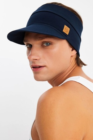 Erkek Uv Koruyuculu %100 Pamuklu Penye Tenis Golf Stil Vizör Şapka Siperlik - Tek Ebat / Lacivert Lacivert