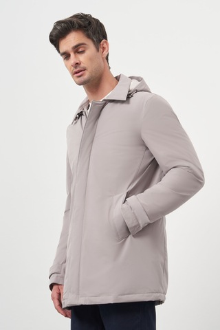 Morven Erkek Taş Poliamit Çıtçıtlı Kapüşonlu Mont 25ks024003870 Taş Taş