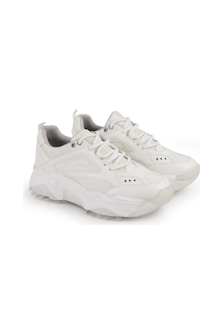 Libero L083.65118 Beyaz Hakiki Deri Kadın Sneaker Yüksek Tabanlı Rahat Spor Ayakkabı Beyaz