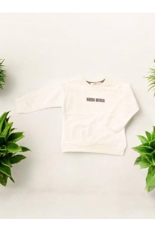 Çikoby Erkek Bebek Urbn Rider Yazılı Sweatshirt-14875 Krem