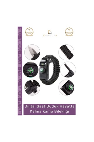Bileklik Paracord Dijital Saat Taktik Outdoor Doğa Acil Durum Seti Hayatta Kalma Kamp Bilekliği