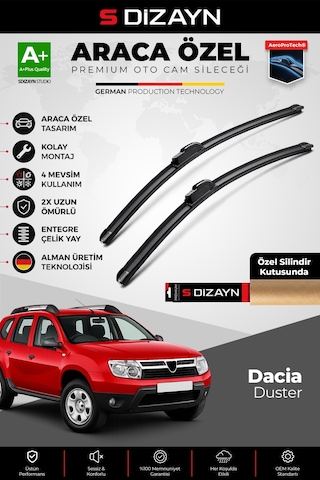 S-dizayn Dacia Duster Ön Cam Silecek Seti 2009-2014 Premium Araca Özel 50-50 Cm A+ Kalite
