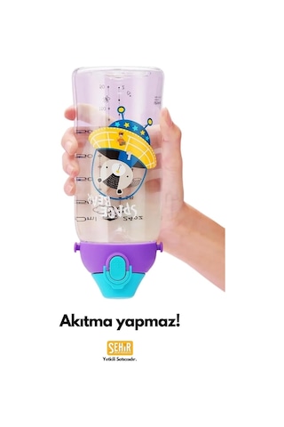 Uzspace 500ml Askılı Kulplu Pipetli Tritan Çocuk Su Matarası Pembe-mavi Genel