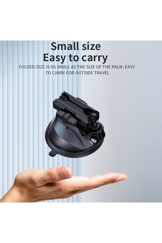 Mufunye Telesın Te-suc-011 Nylon Spor Kamera Süspansiyonu 10kg Yük Taşıma 360 Döner İki Top Kafa Araç Cam Suv Sürtünmeyen Tutucu Siyah