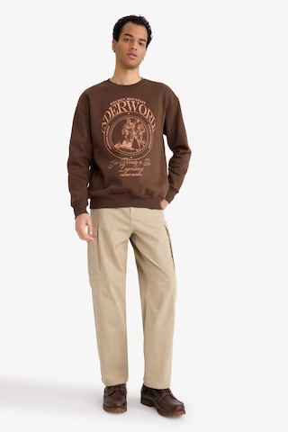Defacto Boxy Fit Bisiklet Yaka Baskılı Sweatshirt F2111ax25aubn539 Kahve-bn539