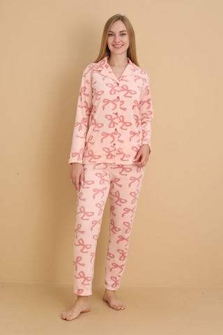 Fwn 1608 Boydan Düğmeli Polar Kumaşlı Kışlık Kadın Pijama Takımı Pembe