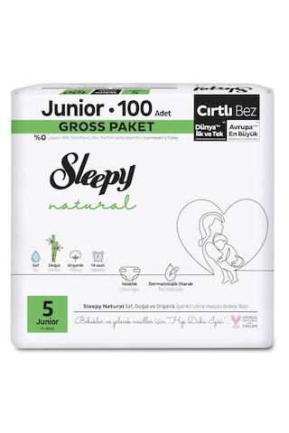 Sleepy Natural Gross Paket Bebek Bezi 5 Numara Junior 100 Adet