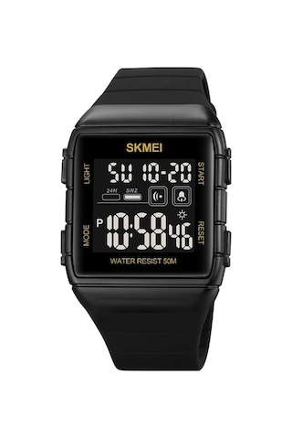 Yingfu 1960 Paslanmaz Çelik Siyah Altın Erkek Kol Saati - Silikon Kayış Beyaz