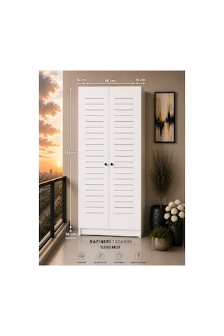 Flower Dolap Çok Amaçlı Kombi Dolabı Balkon Dolabı Kiler Dolabı Beyaz