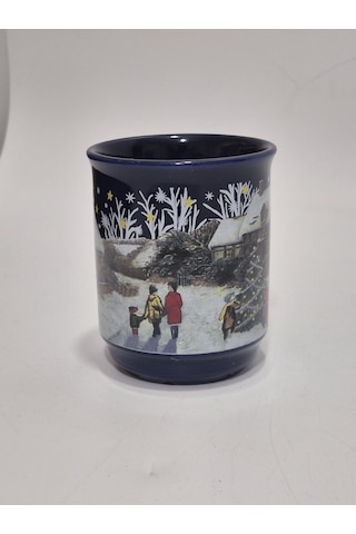 Vintage Christmas Kar Yağışı Temalı Porselen Kupa 9cm 005 Çok Renkli