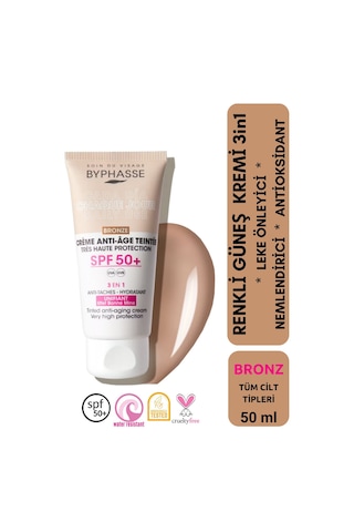 Byphasse Anti-Aging 3'ü 1 Arada Renkli Güneş Kremi Bronz SPF50+ 50 ML