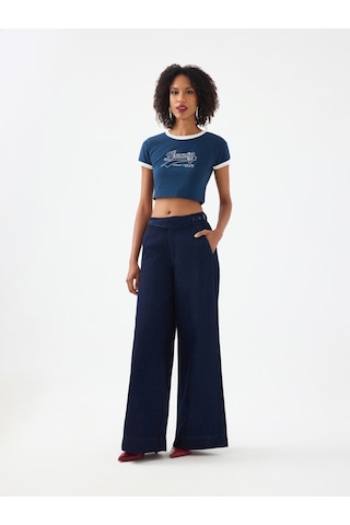 Slim Crop Fit Kadın Tshirt K.kol Lacivert