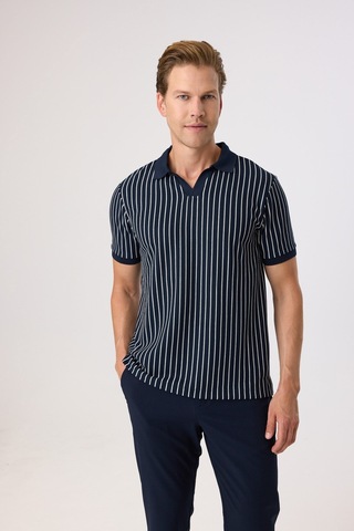 Back And Bond Regular Fit Lacivert Düğmesiz Polo Yaka Tişört Çok Renkli
