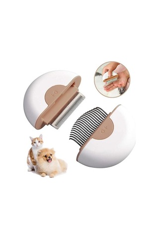 2-in-1 Kedi Tarak Köpek Bakım Fırçası Epilasyon Tapınma Temizleme Masaj Tarakları En İyi Pet Saç Fırçaları Haki