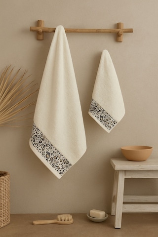 Ayla Model Baskılı 2'li Banyo Havlu Seti Black Leopar