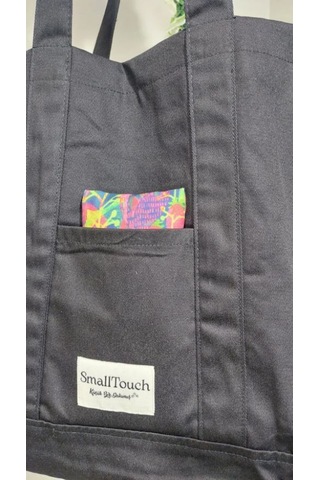 Smalltouch Kadın Kanvas Cırt Kapamalı İçi Astarlı İki Cepli Bez Omuz Çantası Siyah