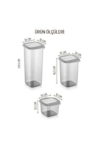 Vienev Beyaz Serigrafi Etiketli Peggy Kare Erzak + Baharat Saklama Kabı Set 36'Lı 8 x ( 1.75 L - 1.2 L- 0.55  L ) 12 x (0.45 L) Çok Renkli