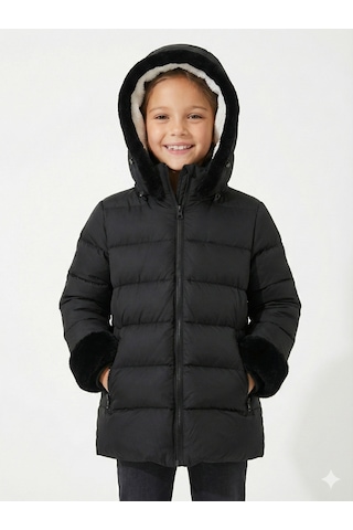 Xo Kids Kız Çocuk Mont 7-10 Yaş 8051 Siyah