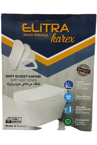 Elitra Amortisörlü Yavaş Kapanır Klozet Kapağı Karex Kare Model