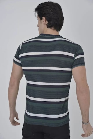 Biçomi Bicomi Slim-fit Nefes Alan Çizgili Erkek Örme/dokuma Tişört Haki