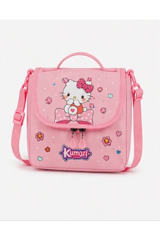 Hello Kitty Baskılı Özel Tasarım Ortopedik Su Geçirmez Cüzdanlı Okul Çantası Termal Beslenme Ve Kalemlik Seti Pembe