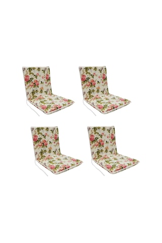 Sandalye Minderi Arkalıklı Lastikli Süngerli-4 Adet(Ingiliz Gülü) (521013441)