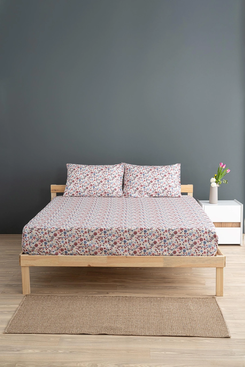 Soley Liberty %100 Pamuklu Çift Kişilik 180 X 200 Lastikli Çarşaf Seti Bordo