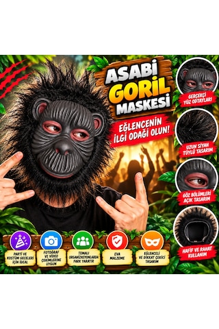 NessiWorld Eva Goril Maskesi Asabi Goril Siyah