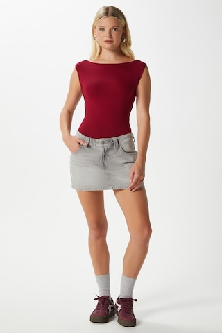 Ritnice Kadın Nova Kayık Yaka Lux Touch Yumuşak Doku Kolsuz Bordo Bluz Bordo