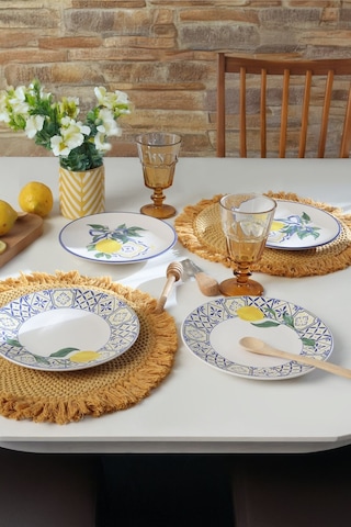 Keramika Lemon Bliss Ege Pasta Tabağı 20 Cm 4 Parça 22089-92 Çok Renkli