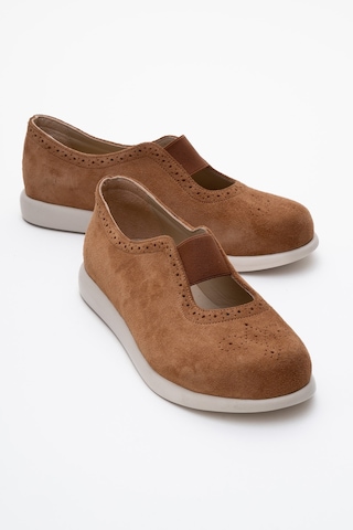 Luvishoes Luvi Shoes Chelle Taba Süet Lastikli Hakiki Deri Kadın Günlük Ayakkabı Taba Süet Taba