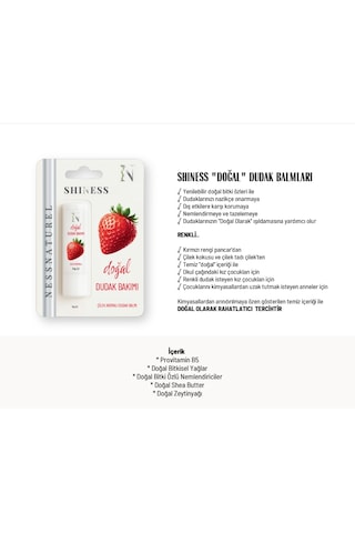 Shiness Doğal Dudak Balmı Çilek Aromalı