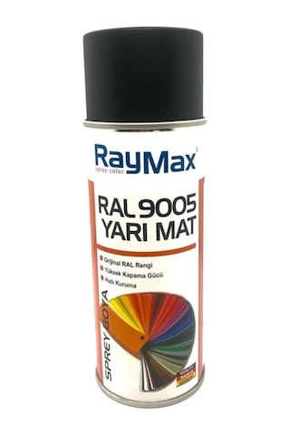 Raymax Akrilik Sprey Ral9005 Yarı Mat Siyah 400Ml.Made in Germany
