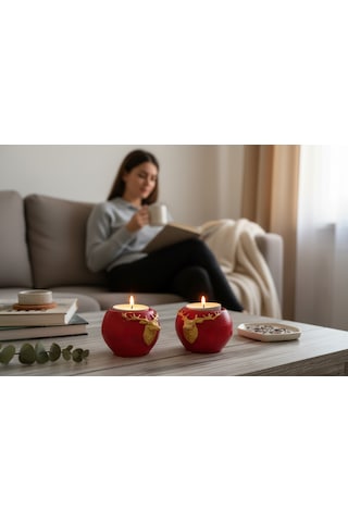 2 Li Yılbaşı Geyik Mumluk 2 Li Set