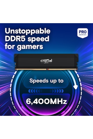 Crucial Pro Overclocking 32gb Ddr5-6400 Udımm Cl40 Pc Ram Bellek Cp32g64c40u5b