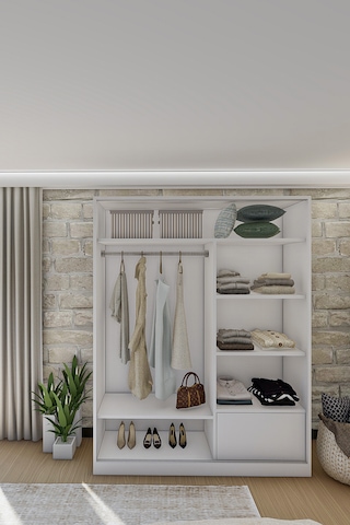 Gm 347 Menekşe Beyaz Sürgülü Gardırop