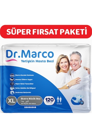 Dr.marco Yetişkin Bel Bantlı Hasta Bezi Extra Large 30'lu 4 Paket 120 Adet M