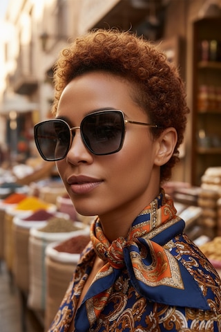 Daniel Klein Dk4339-1 Degrade Siyah Gold Kare Model Aura Cat Eye Kadın Güneş Gözlüğü Gold