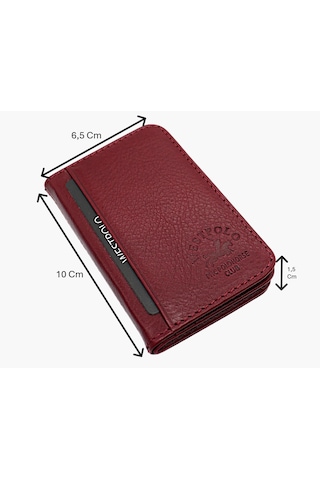 Westpolo Hakiki Deri Bol Kart Bölmeli Unisex Kartlık - Bordo Bordo