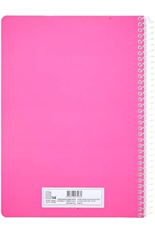 Pruva A4 Pet Spiralli Karton Kapaklı Defter 144 Yaprak - Kareli - Fuşya Çok Renkli