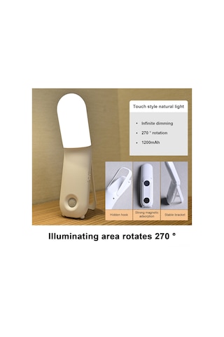 Geeksen Monokrom Touch Kontrollü Led Lamba - 270 Döner Aydınlatma, Çoklu Yerleştirme Seçenekleri, 1200mah Pil, Ev Fantezi Lambası Beyaz