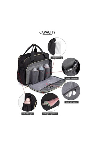 Jialan Anne Bebek Bezi Çantası Büyük Kapasiteli Çanta Anne İçin Siyah