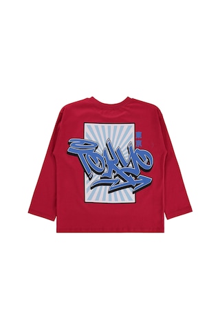 Civil Boys Tokyo Baskılı 6-9 Yaş Sweatshirt - Kırmızı Nar Çiceği