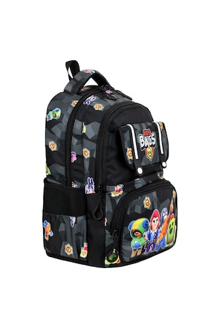 İlkokul Çantası Kids Bag 3'lü Set 42 30 Cm Beslenme Çantası Kalem Kutusu Ortopedik Erkek Çocuk Siyah