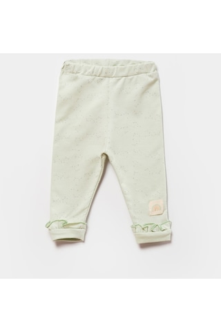 Biorganic Tiny Birds Patiksiz Bebek Pantolonu 57876 Ekru - Yeşil