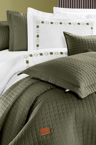 Elegante %100 Pamuk Saten Yatak Örtüsü Seti Haki Bej