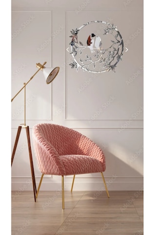 Serçe Mdf Üzeri Gümüş Pleksi Duvar Dekorasyon Lazer Kesim 30x30cm