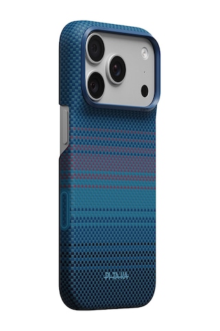 Apple iPhone Uyumlu 18 Pro Kılıf M-safeli Aramid Karbon Fiber Pitaka Moonrise 2.0 Nights Serisi Kapak Lacivert