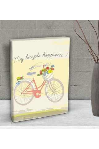 Bk Gift My Bicycle Happiness Tasarımlı Dekoratif Mini Kanvas Tabl (506660983)